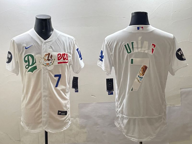 Men Los Angeles Dodgers 7 Urias White Mexico Elite 2025 Nike MLB Jersey style 6
